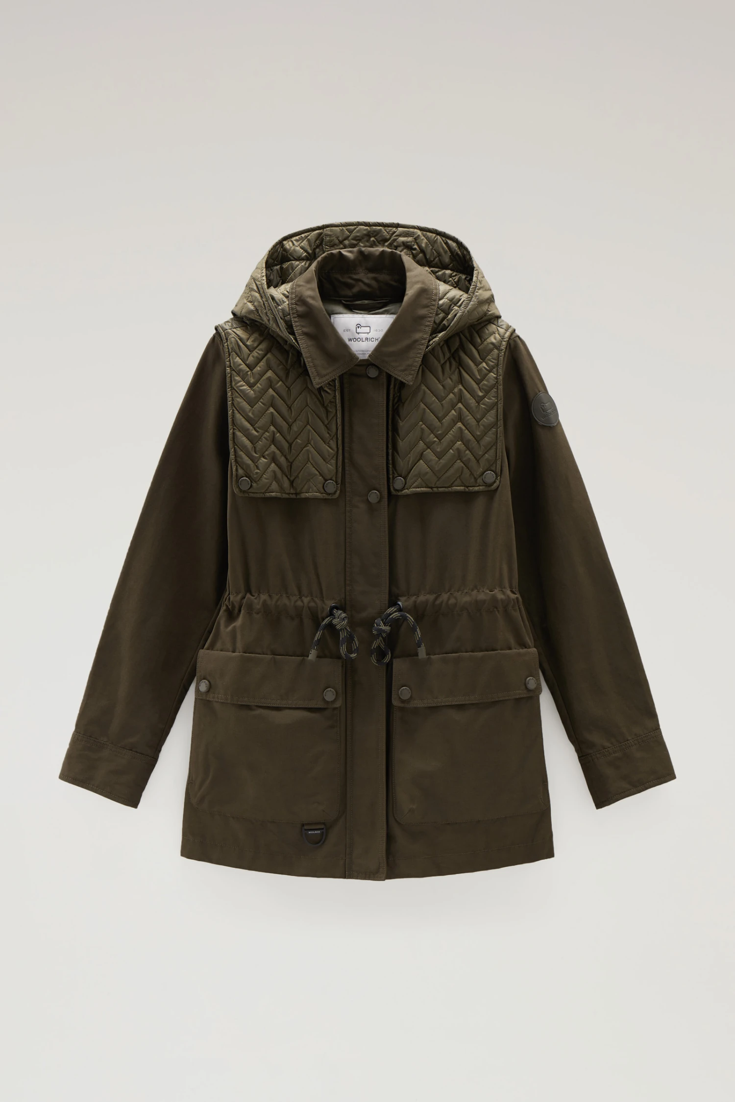 Woolrich Giacca Utility In Soft Eco Ramar Con Cappuccio - Donna - Verde 7 Woolrich Giacca Utility In Soft Eco Ramar Con Cappuccio - Donna - Verde - immagine 5