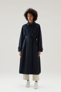 Woolrich Trench Lakeside In Cotone - Donna - Blu