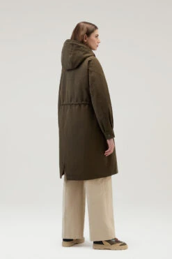 Woolrich Parka Lungo In Ramar Cloth Con Dettagli Western - Donna - Verde -Offerta Economica Vestiario CFWWOU0854FRUT3490 614 2
