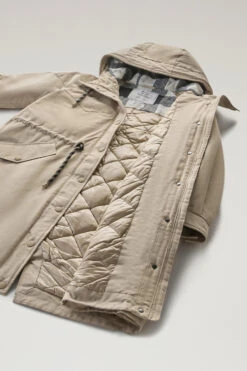 Woolrich Parka Lungo In Ramar Cloth Con Dettagli Western - Donna - Beige -Offerta Economica Vestiario CFWWOU0854FRUT3490 8925 9