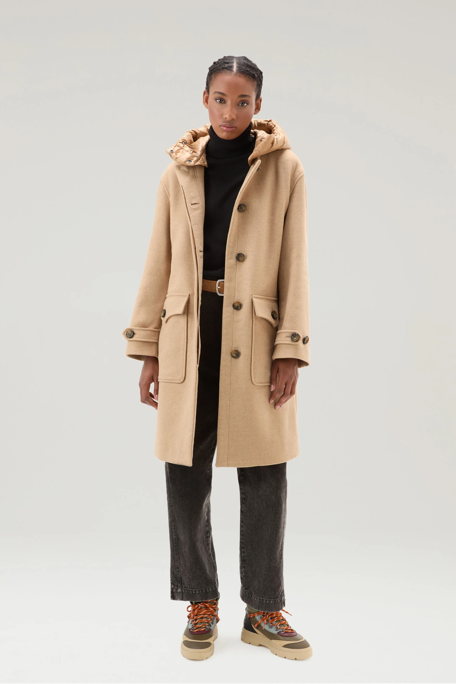 Woolrich Parka 2 In 1 In Misto Lana Manteco - Donna - Marrone 4 Woolrich Parka 2 In 1 In Misto Lana Manteco - Donna - Marrone - immagine 2