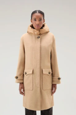 Woolrich Parka 2 In 1 In Misto Lana Manteco - Donna - Marrone