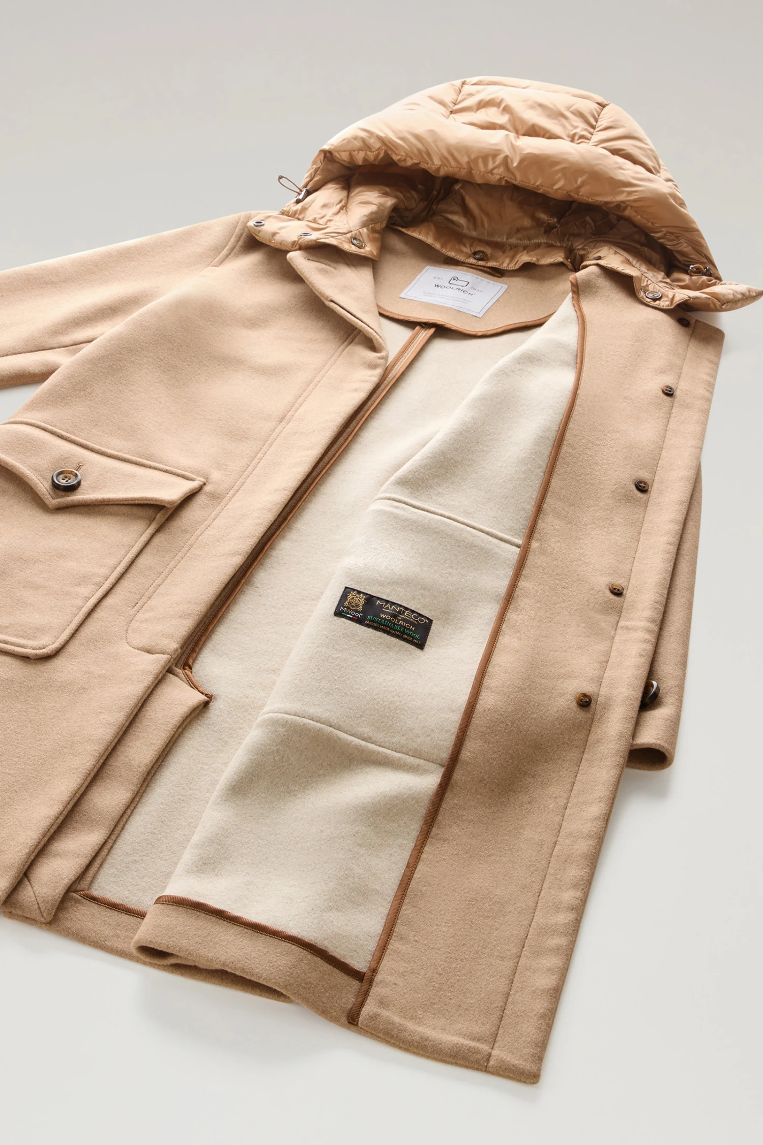 Woolrich Parka 2 In 1 In Misto Lana Manteco - Donna - Marrone 11 Woolrich Parka 2 In 1 In Misto Lana Manteco - Donna - Marrone - immagine 9