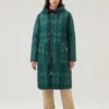 Woolrich Patchwork Parka Trapuntato Con Fodera In Nylon Satinato - Donna - Verde