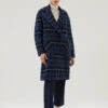 Woolrich Cappotto Check In Misto Lana Riciclata Manteco - Donna - Blu