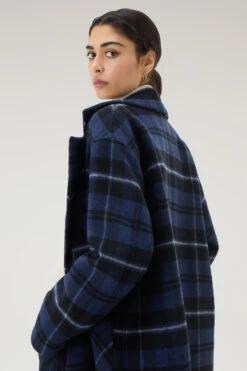 Woolrich Cappotto Check In Misto Lana Riciclata Manteco - Donna - Blu -Offerta Economica Vestiario CFWWOU0862FRUT3334 30035 3