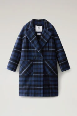Woolrich Cappotto Check In Misto Lana Riciclata Manteco - Donna - Blu -Offerta Economica Vestiario CFWWOU0862FRUT3334 30035 4