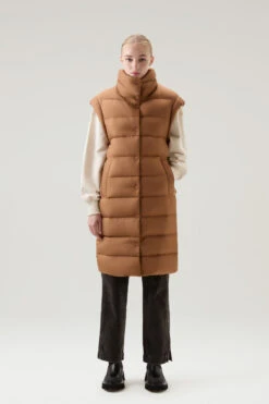 Woolrich Gilet Lungo Ellis Trapuntato In Microfibra - Donna - Marrone