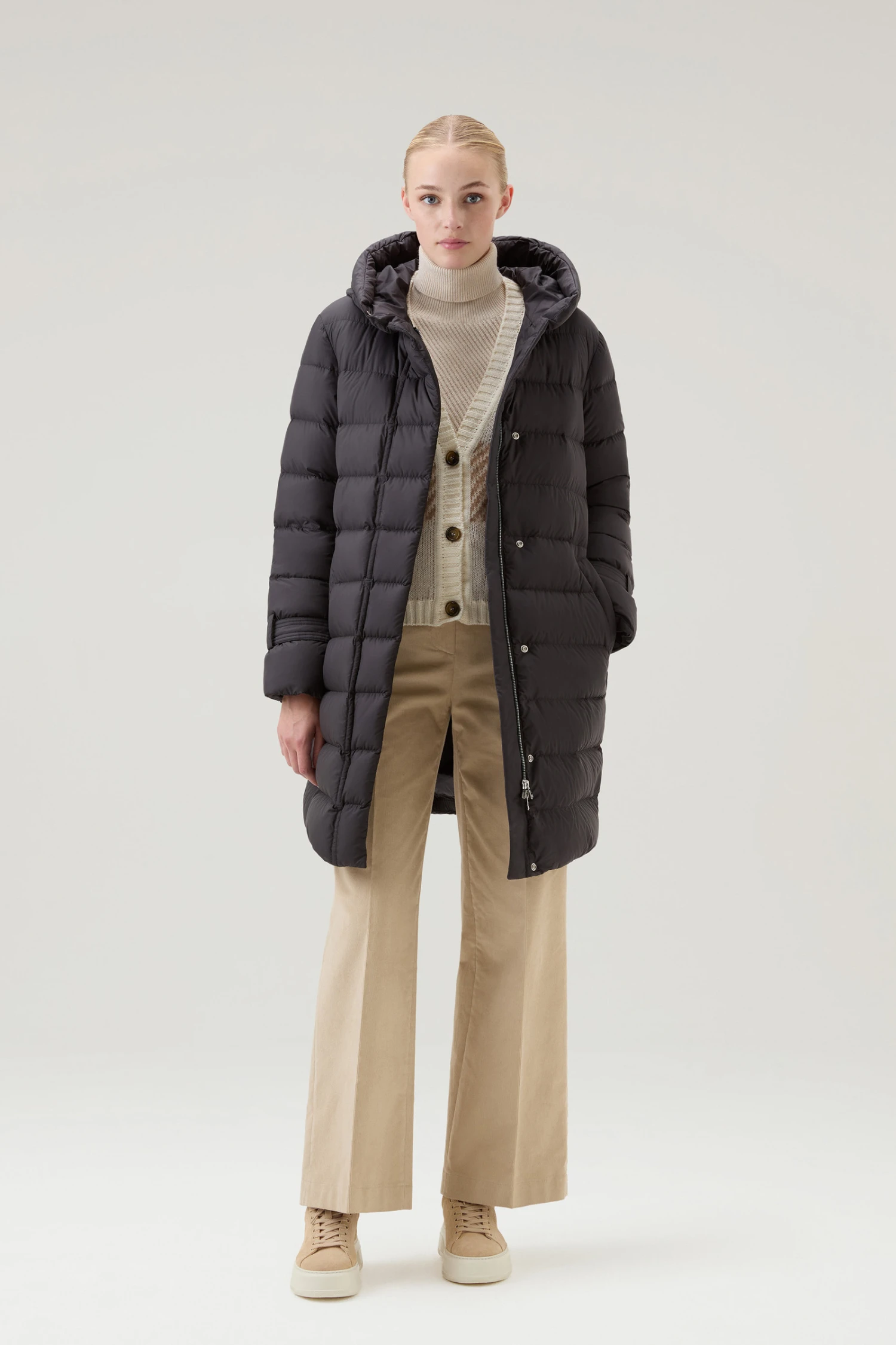 Woolrich Piumino Lungo Ellis Trapuntato In Microfibra - Donna - Nero 4 Woolrich Piumino Lungo Ellis Trapuntato In Microfibra - Donna - Nero - immagine 2