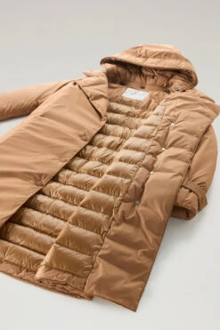 Woolrich Trench Ellis In Microfibra Con Cappuccio Removibile - Donna - Marrone -Offerta Economica Vestiario CFWWOU0911FRUT2635 7370 8