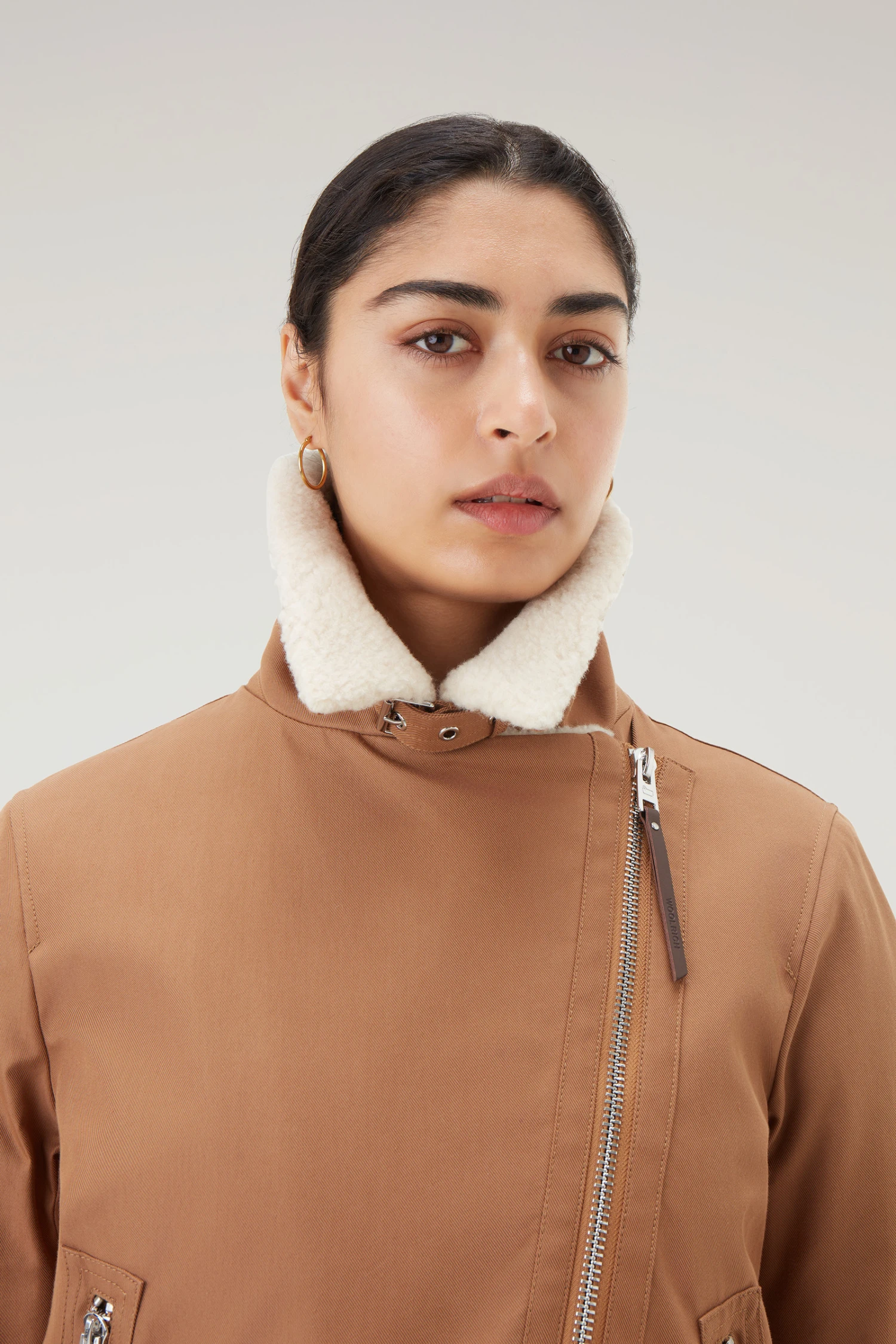 Woolrich Giacca Aviator Con Colletto In Sherpa Misto Lana - Donna - Marrone 6 Woolrich Giacca Aviator Con Colletto In Sherpa Misto Lana - Donna - Marrone - immagine 4