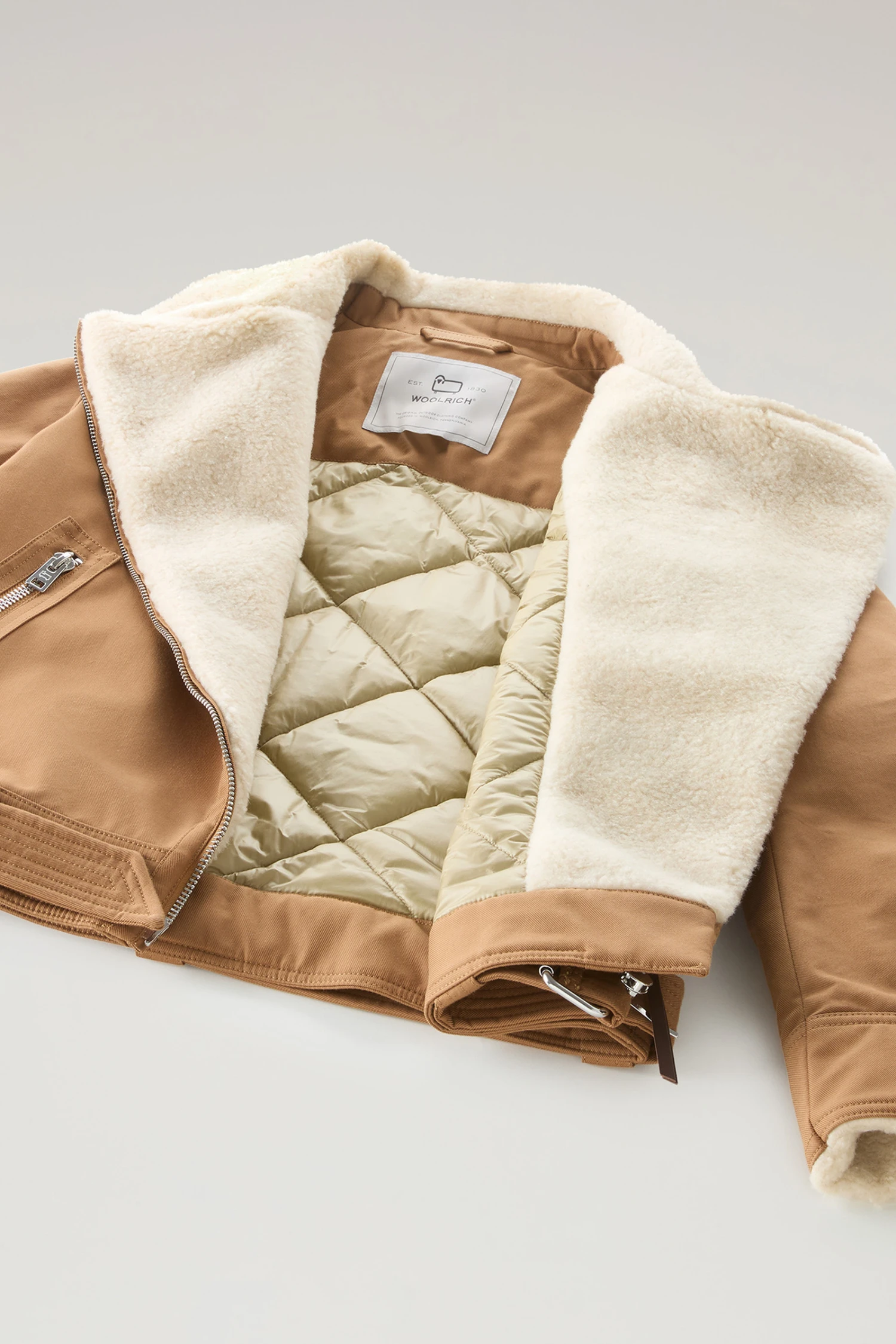 Woolrich Giacca Aviator Con Colletto In Sherpa Misto Lana - Donna - Marrone 11 Woolrich Giacca Aviator Con Colletto In Sherpa Misto Lana - Donna - Marrone - immagine 9