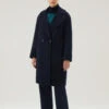 Woolrich Cappotto In Misto Lana Riciclata Manteco - Donna - Blu