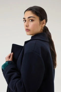 Woolrich Cappotto In Misto Lana Riciclata Manteco - Donna - Blu -Offerta Economica Vestiario CFWWOU0940FRUT3596 3989 3