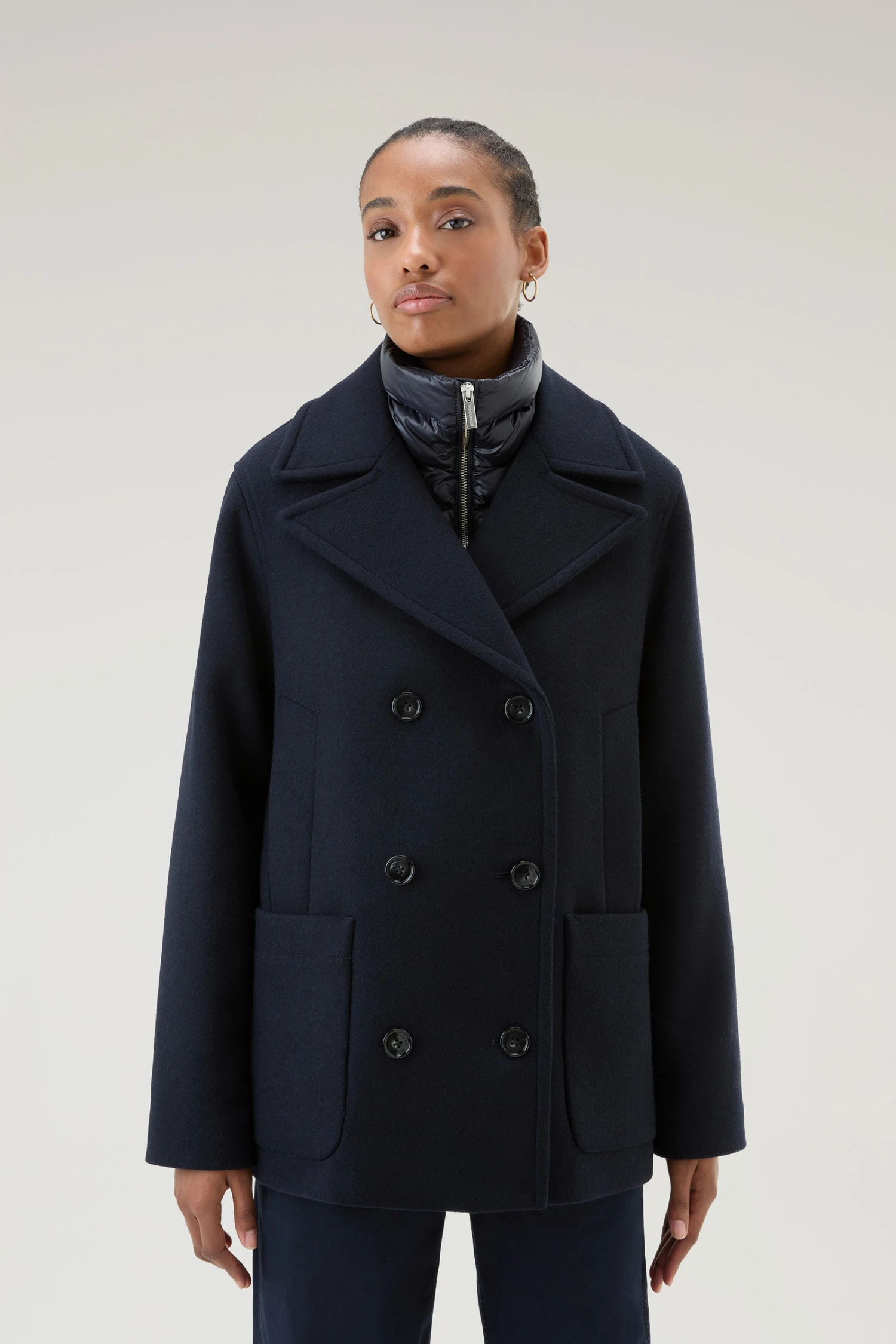 Woolrich Cappotto Sideline 2 In 1 In Misto Lana Riciclata Manteco - Donna - Blu 3 Woolrich Cappotto Sideline 2 In 1 In Misto Lana Riciclata Manteco - Donna - Blu