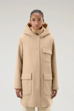 Woolrich Sideline Parka 2 In 1 In Lana Riciclata Manteco - Donna - Marrone