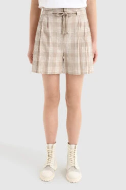 Woolrich Pantaloncini In Cotone Seersucker - Donna - Beige