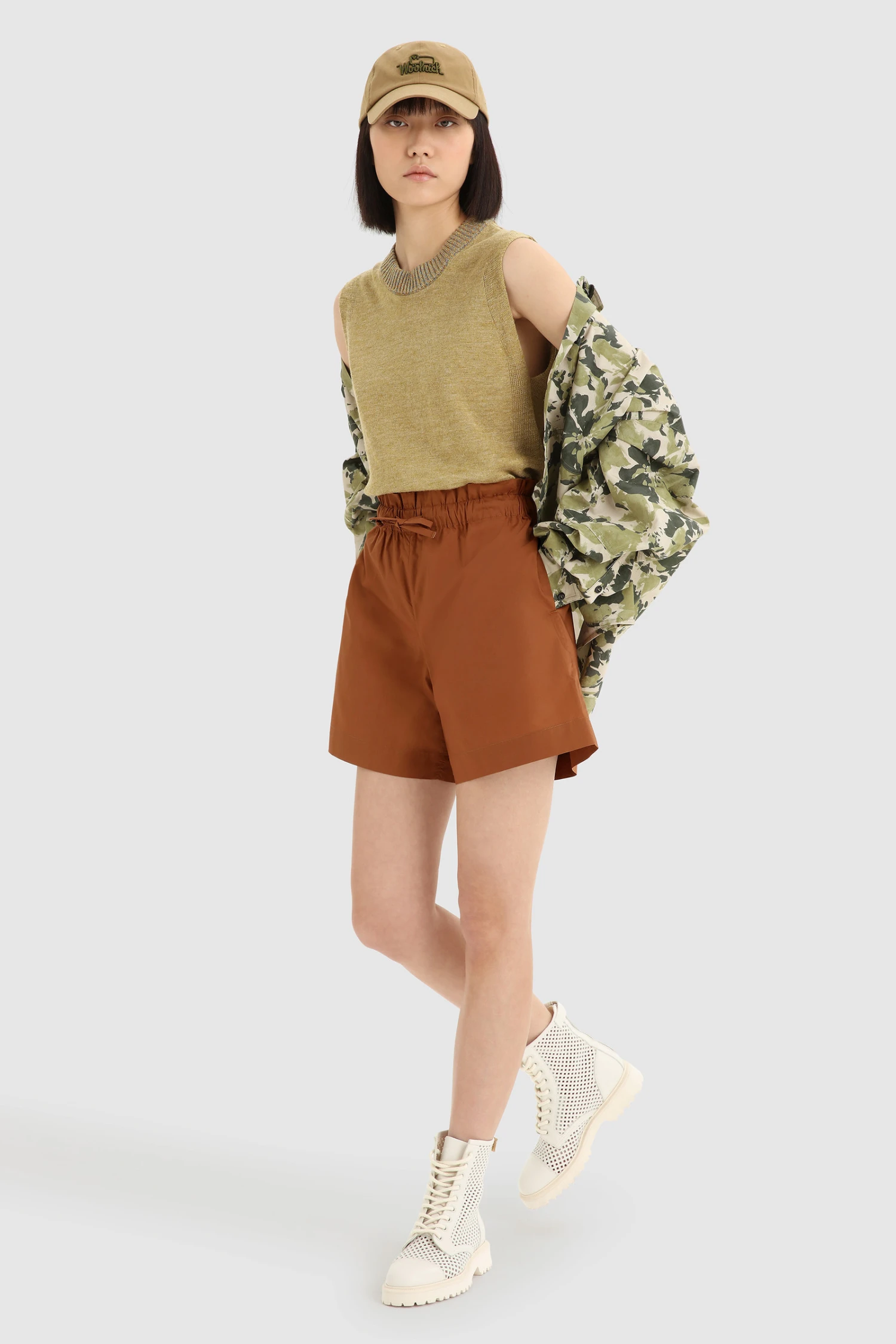 Woolrich Pantaloncini In Popeline Di Cotone - Donna - Marrone 4 Woolrich Pantaloncini In Popeline Di Cotone - Donna - Marrone - immagine 2