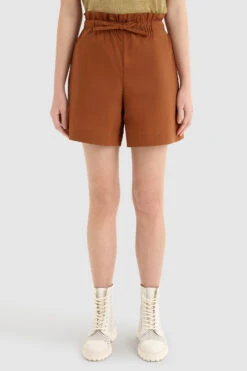 Woolrich Pantaloncini In Popeline Di Cotone - Donna - Marrone