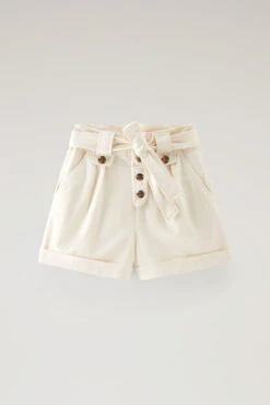 Woolrich Pantaloncini In Twill Di Cotone Elasticizzato Tinti In Capo - Donna - Bianco -Offerta Economica Vestiario CFWWSH0025FRUT3343 8743 3