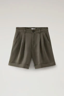 Woolrich Pantaloncini In Misto Lino Con Tasche - Donna - Verde -Offerta Economica Vestiario CFWWSH0030FRUT3043 614 3