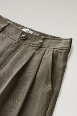 Woolrich Pantaloncini In Misto Lino Con Tasche - Donna - Verde -Offerta Economica Vestiario CFWWSH0030FRUT3043 614 5
