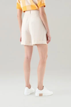 Woolrich Pantaloncini In Misto Lino Con Tasche - Donna - Bianco -Offerta Economica Vestiario CFWWSH0030FRUT3043 8743 2