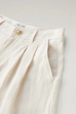 Woolrich Pantaloncini In Misto Lino Con Tasche - Donna - Bianco -Offerta Economica Vestiario CFWWSH0030FRUT3043 8743 5