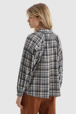 Woolrich Blusa In Misto Lino Con Stampa A Quadri - Donna - Blu -Offerta Economica Vestiario CFWWSI0131FRUT2909 30109 2