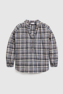 Woolrich Blusa In Misto Lino Con Stampa A Quadri - Donna - Blu -Offerta Economica Vestiario CFWWSI0131FRUT2909 30109 3