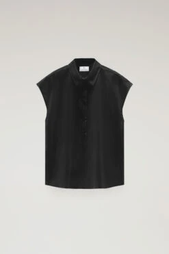 Woolrich Blusa A Maniche Corte In Popeline Di Puro Cotone - Donna - Nero -Offerta Economica Vestiario CFWWSI0154FRUT3027 100 4
