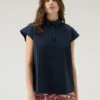 Woolrich Blusa A Maniche Corte In Popeline Di Puro Cotone - Donna - Blu -Offerta Economica Vestiario CFWWSI0154FRUT3027 3989