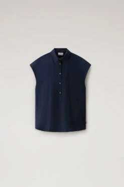 Woolrich Blusa A Maniche Corte In Popeline Di Puro Cotone - Donna - Blu -Offerta Economica Vestiario CFWWSI0154FRUT3027 3989 4