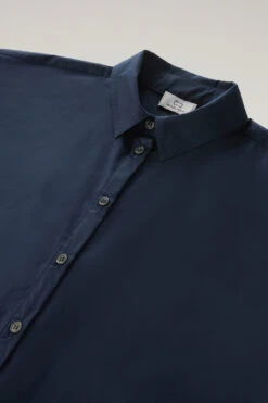 Woolrich Blusa A Maniche Corte In Popeline Di Puro Cotone - Donna - Blu -Offerta Economica Vestiario CFWWSI0154FRUT3027 3989 5