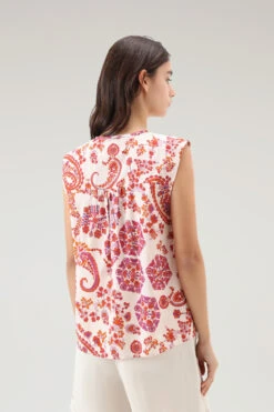 Woolrich Blusa Smanicata In Popeline Di Puro Cotone - Donna - Rosso -Offerta Economica Vestiario CFWWSI0162FRUT3463 5490 2