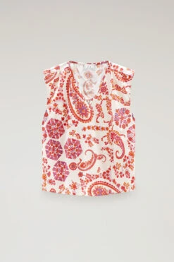 Woolrich Blusa Smanicata In Popeline Di Puro Cotone - Donna - Rosso -Offerta Economica Vestiario CFWWSI0162FRUT3463 5490 4