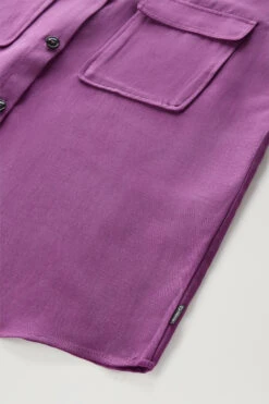 Woolrich Blusa A Maniche Corte In Misto Lino - Donna - Lilla -Offerta Economica Vestiario CFWWSI0163FRUT3043 4375 6