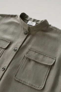 Woolrich Blusa A Maniche Corte In Misto Lino - Donna - Verde -Offerta Economica Vestiario CFWWSI0163FRUT3043 614 5