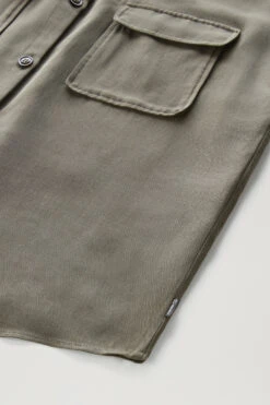 Woolrich Blusa A Maniche Corte In Misto Lino - Donna - Verde -Offerta Economica Vestiario CFWWSI0163FRUT3043 614 6