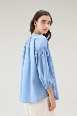 Woolrich Blusa In Chambray Di Puro Cotone - Donna - Blu -Offerta Economica Vestiario CFWWSI0165FRUT3357 30052 2