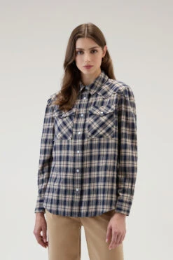 Woolrich Camicia A Quadri In Flanella Leggera - Donna - Blu