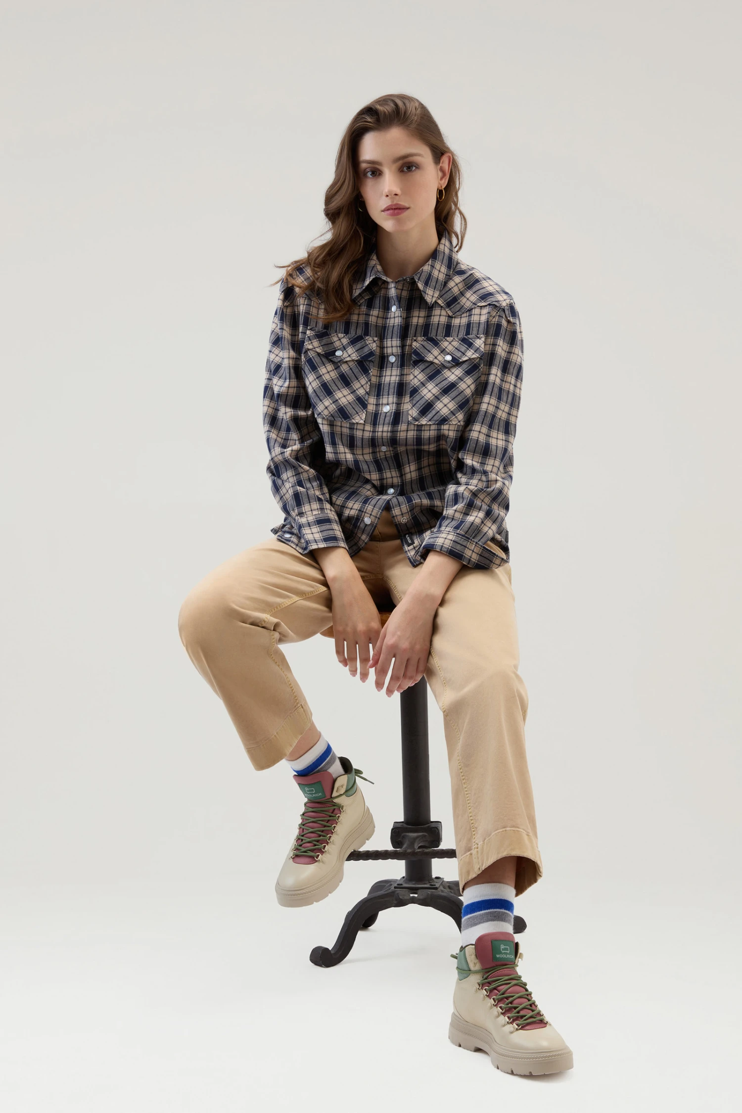 Woolrich Camicia A Quadri In Flanella Leggera - Donna - Blu 6 Woolrich Camicia A Quadri In Flanella Leggera - Donna - Blu - immagine 4