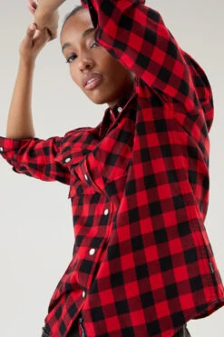 Woolrich Camicia A Quadri In Flanella Leggera - Donna - Rosso -Offerta Economica Vestiario CFWWSI0166FRUT3180 5397 3