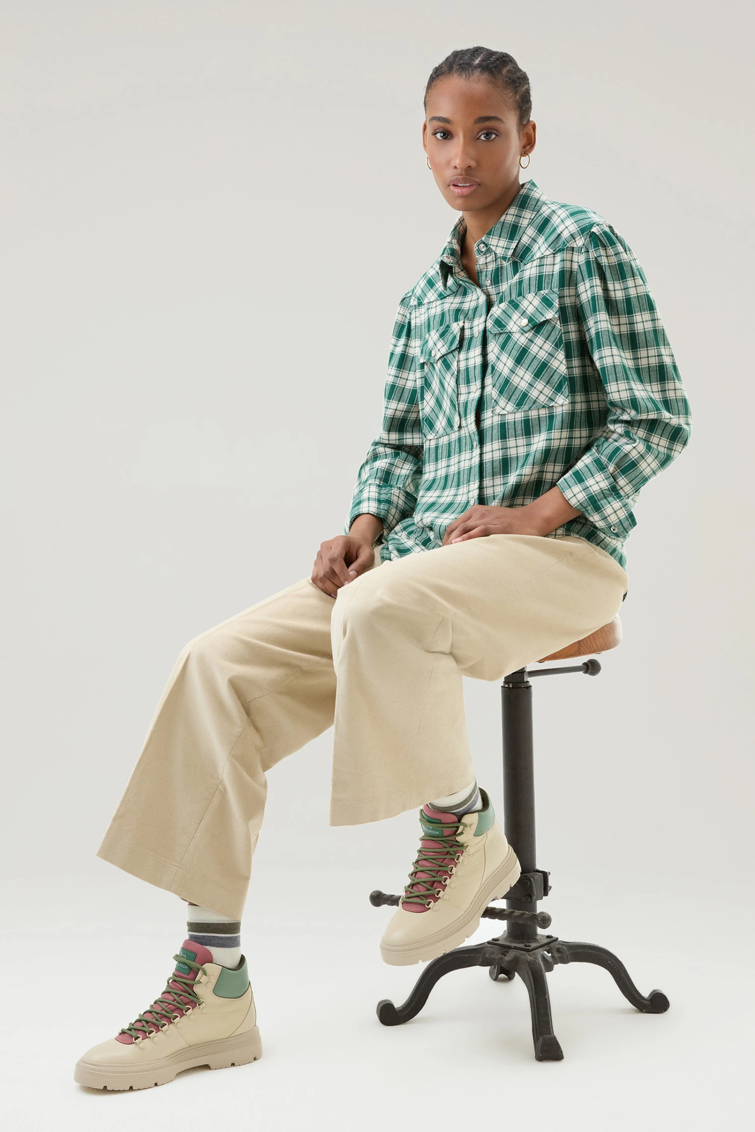 Woolrich Camicia A Quadri In Flanella Leggera - Donna - Verde 6 Woolrich Camicia A Quadri In Flanella Leggera - Donna - Verde - immagine 4