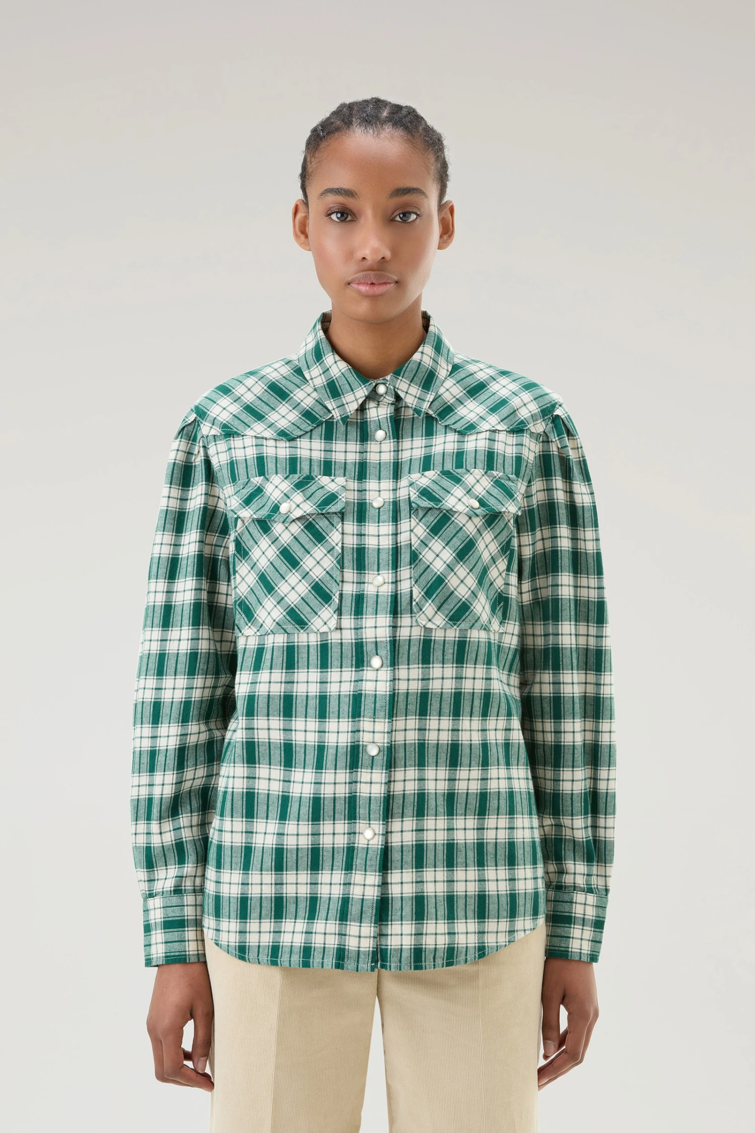 Woolrich Camicia A Quadri In Flanella Leggera - Donna - Verde 3 Woolrich Camicia A Quadri In Flanella Leggera - Donna - Verde