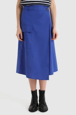 Woolrich Gonna A Portafoglio In Popeline Di Puro Cotone - Donna - Blu