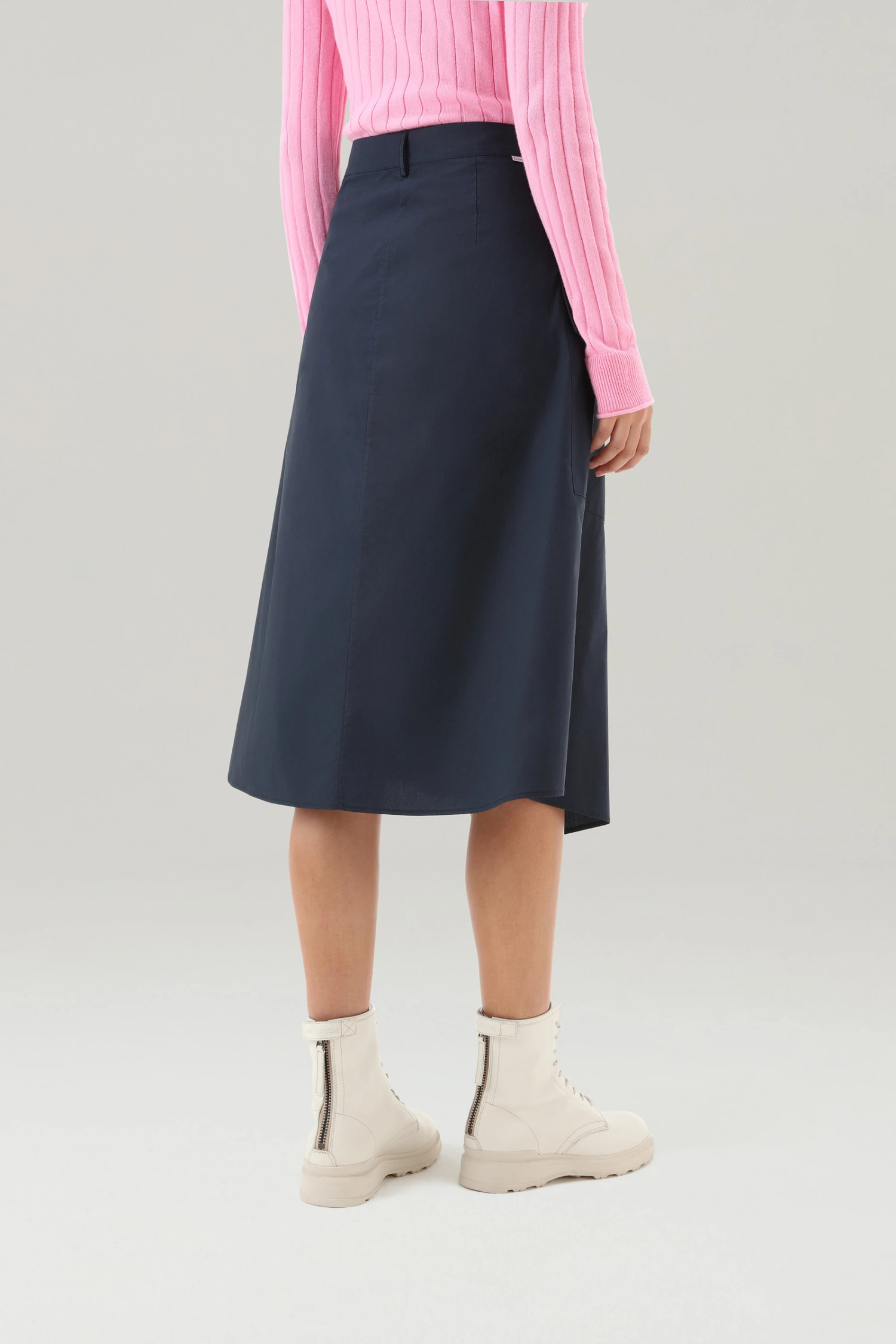 Woolrich Gonna A Portafoglio In Popeline Di Puro Cotone - Donna - Blu 5 Woolrich Gonna A Portafoglio In Popeline Di Puro Cotone - Donna - Blu - immagine 3