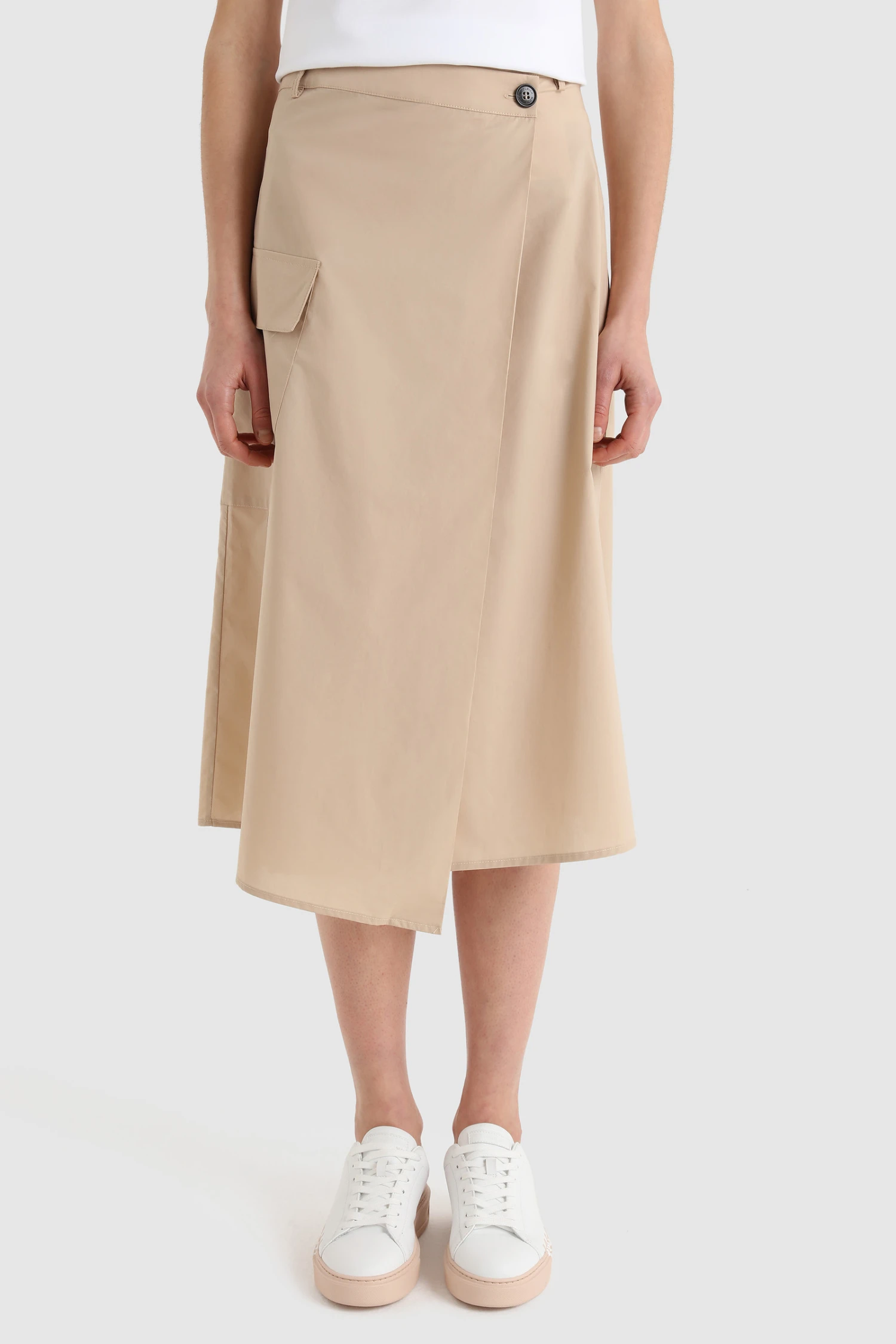 Woolrich Gonna A Portafoglio In Popeline Di Puro Cotone - Donna - Beige 3 Woolrich Gonna A Portafoglio In Popeline Di Puro Cotone - Donna - Beige