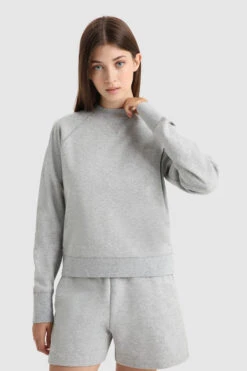 Woolrich Felpa American Girocollo Con Logo Ricamato - Donna - Grigio