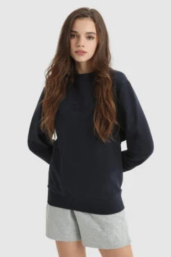 Woolrich Felpa Girocollo Con Logo Frontale Ricamato - Donna - Blu